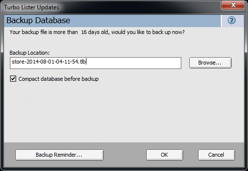 Compress the backup for Turbo Lister.